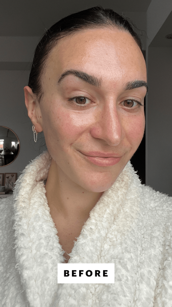 Wohlner before using the Real Techniques Expert Face Liquid and Cream Foundation Makeup Brush