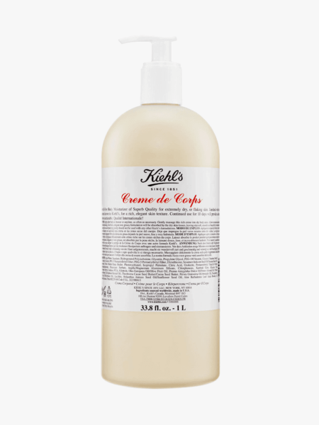 Kiehl's Since 1851 Crème de Corps Body Moisturizer in branded bottle component on a light gray background