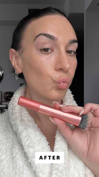 Wohlner after using the Real Techniques Expert Face Liquid and Cream Foundation Makeup Brush