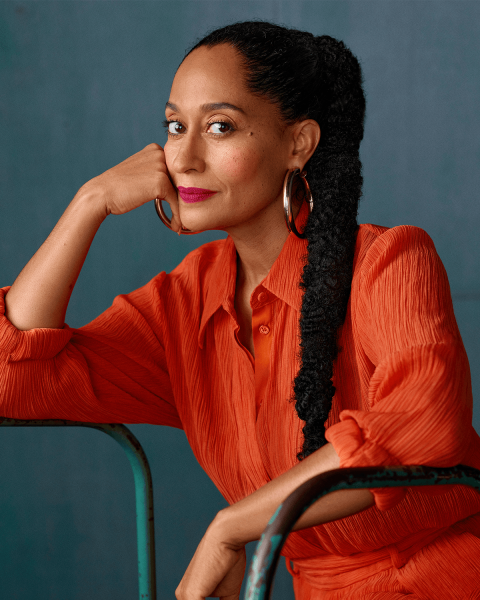 Tracee Ellis Ross wearing a braided ponytail.