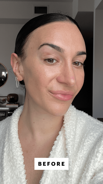 Wohlner before applying the e.l.f. Cosmetics Halo Glow Powder Filter