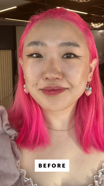 Han before applying the Charlotte Tilbury Airbrush Flawless Finish Powder